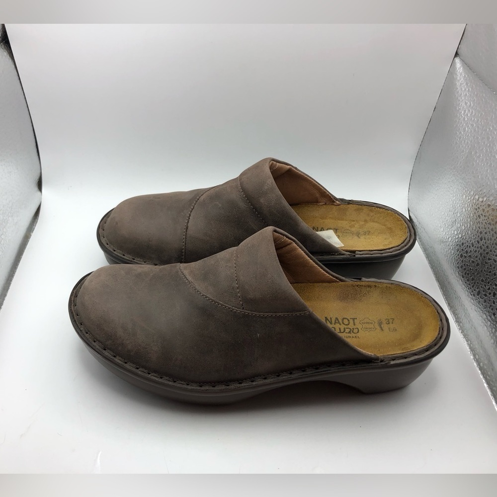 Naot brown leather clogs womens 6